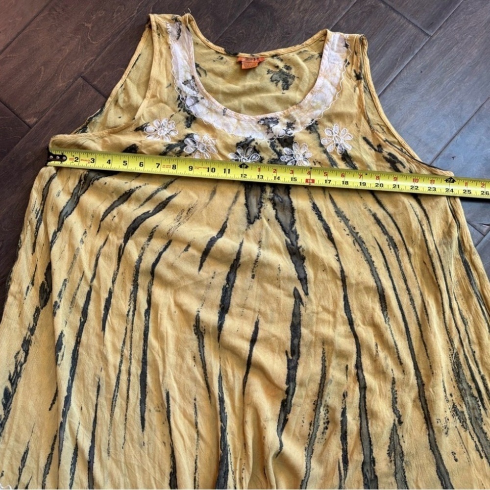 Sakkas Yellow Alexis Embroidered Long Sleeveless Floral Caftan - Picture 9 of 11